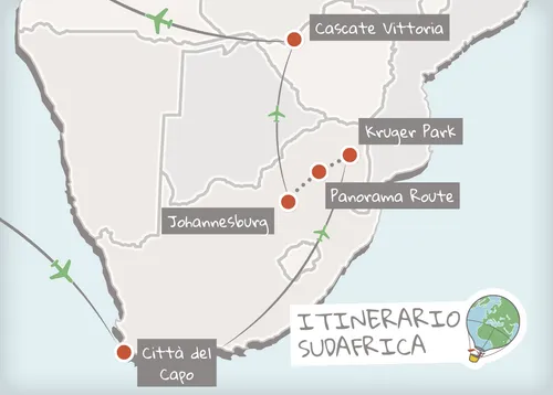 Mappa itinerario Sudafrica